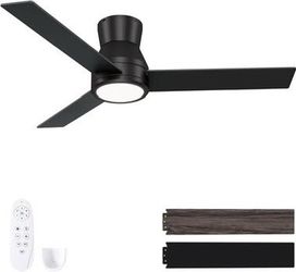 42 Inch Black Ceiling Fans with Lights and Remote,Flush Mount Low Profile 3 Blades