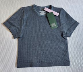 Wild Fable Women's Short Sleeve Seamless Baby T-Shirt in dark blue, size XXS cropped 