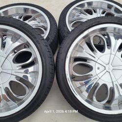 20 Inch Chrome 5 Lug Universal Rims With Tires