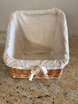 Tapered Wicker Shelf Basket with Removable Linen Liner