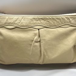 Vintage Tan Leather Zip Clutch Bag 