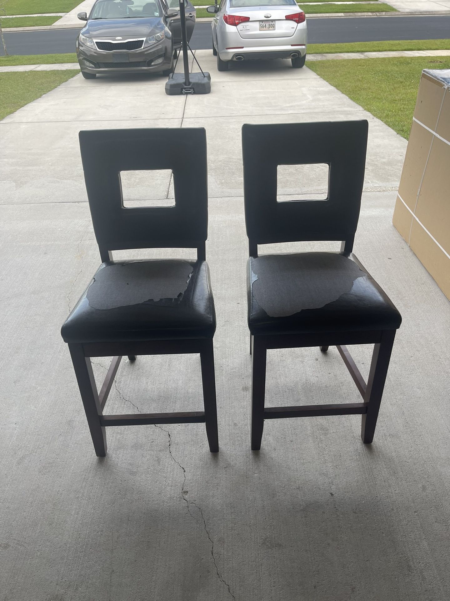 2 Glendale Brown Wood Bar Stool Counter Chairs