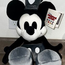 Mickey Mouse Disney (NWT) Milestone 1928 Steamboat Willie LTD Plush Toy Black White Gray