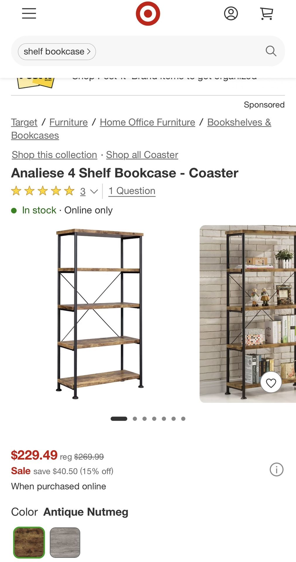 Target Analiese Bookcase bookshelf storage shelving unit metal frame L32”*D13”*H63”(address in description 