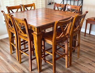 High Top Wood Table with Chairs