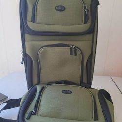 U.S. Traveler Rio Rugged Fabric Expandable Carry-On Luggage Set, Green, 2-Piece
