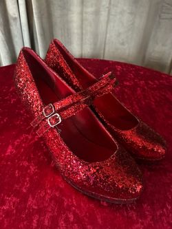 Red Glitter Mary Jane Platform Heels