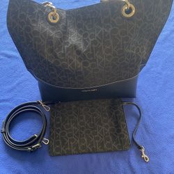 NEW Calvin Klein Black Bag Set With Shoulder Strap