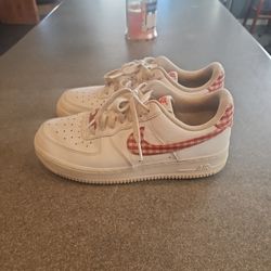 Nike Air Force 1 Red/White Plaid Womens 8