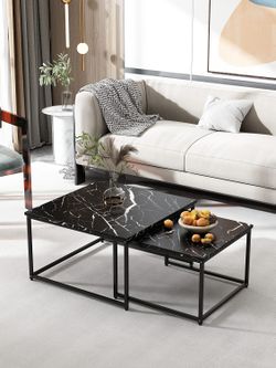Black Modern Square Nesting Tables  [NEW] **Assembly Req