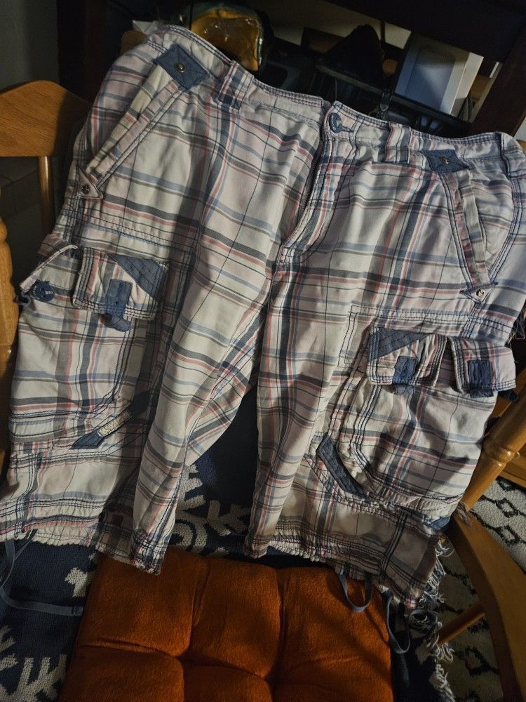 Jet Lag Organic Plaid Cargo Designer Shorts!!!