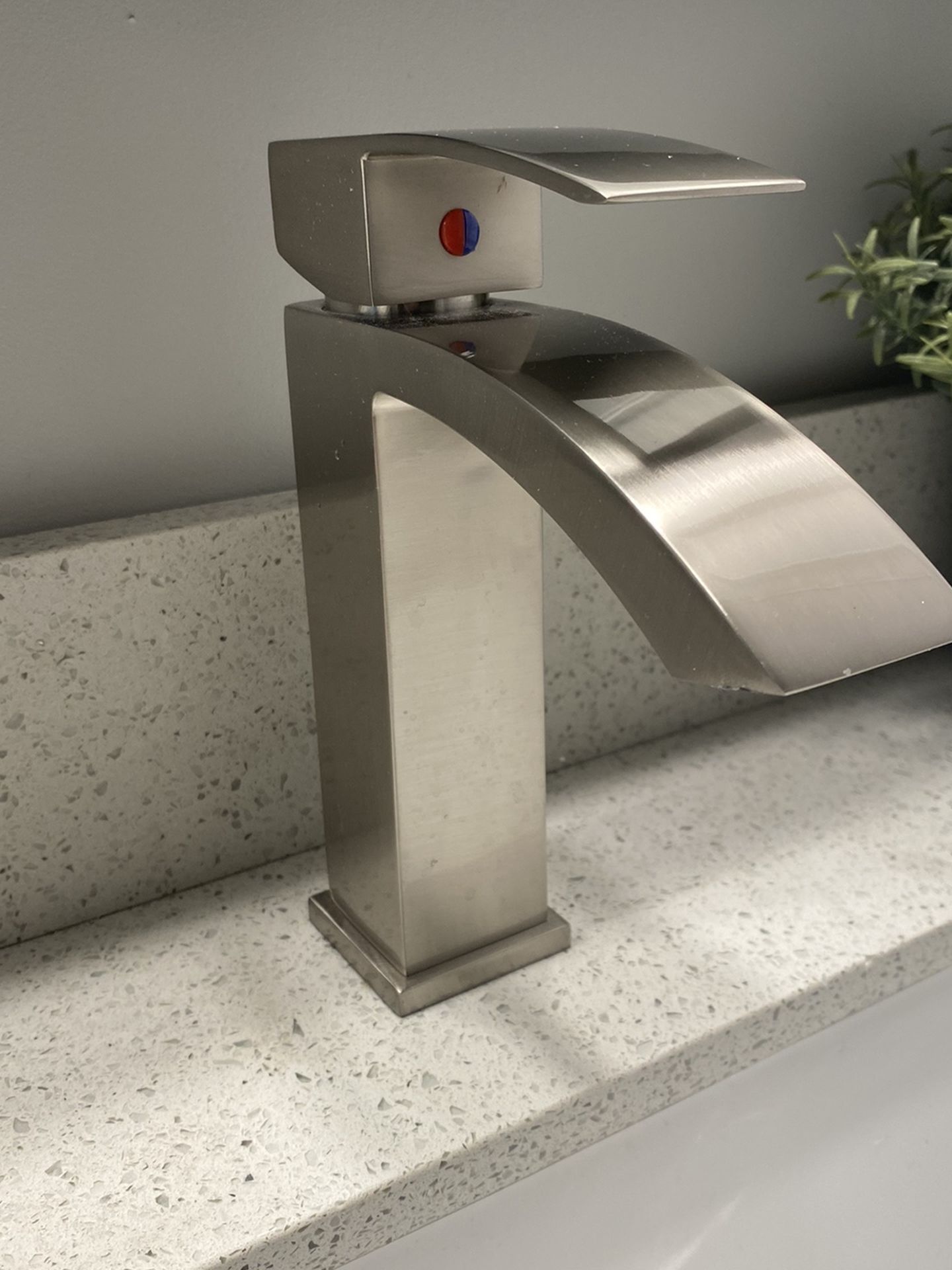 Two - Brushed Nickel Waterfall Faucets