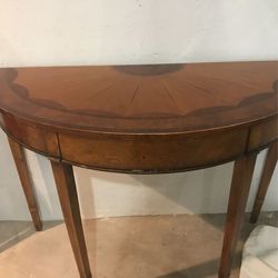 Southampton george III Style Inlaid Burlwood Demilune One Drawer Console  table 