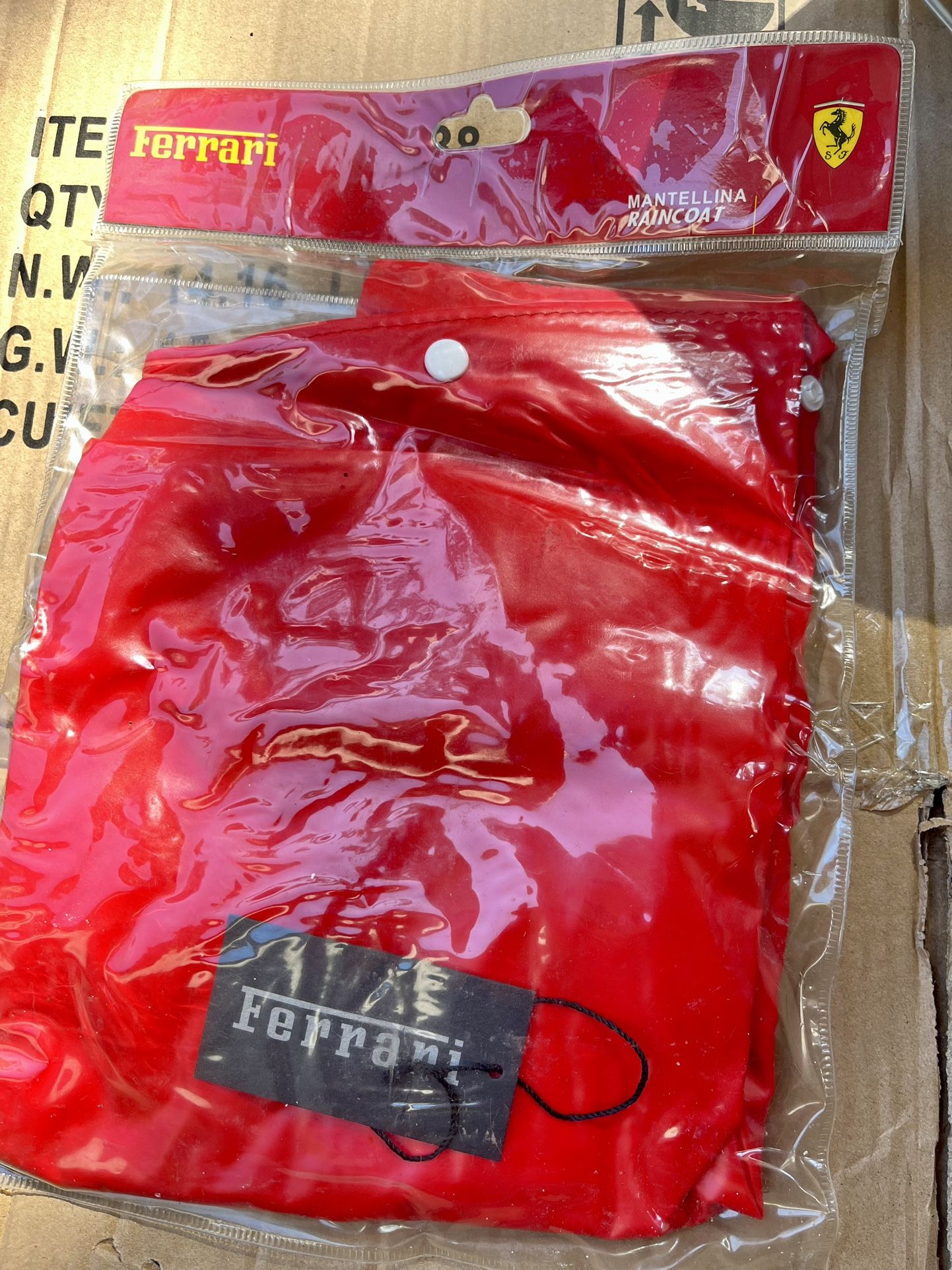 Vintage Official Ferrari Childs Rain Poncho Size 5-6 New In Package