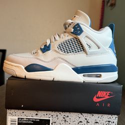 Jordan Air Jordan 4 Retro (GS) Boys White Blue Leather Sneakers Size 6Y