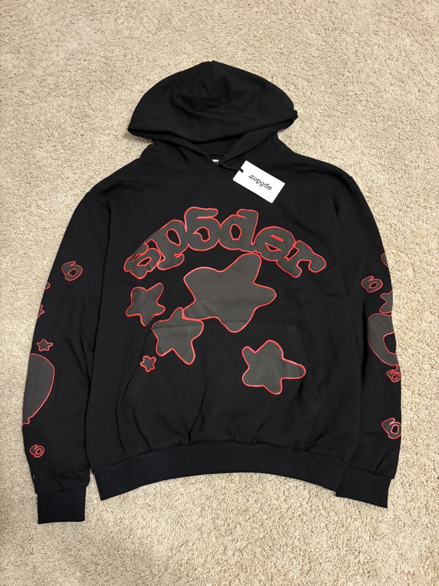 Black and red sp5der hoodie size M