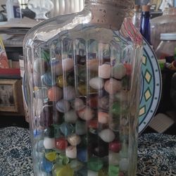 Old Glass Jar w/Marbles