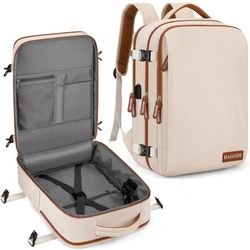 Travel Laptop Backpack,15.6 Inch Flight Approved Carry on Backpack,Waterproof Large 40L Hiking Backpack Casual Daypack (Khaki)
