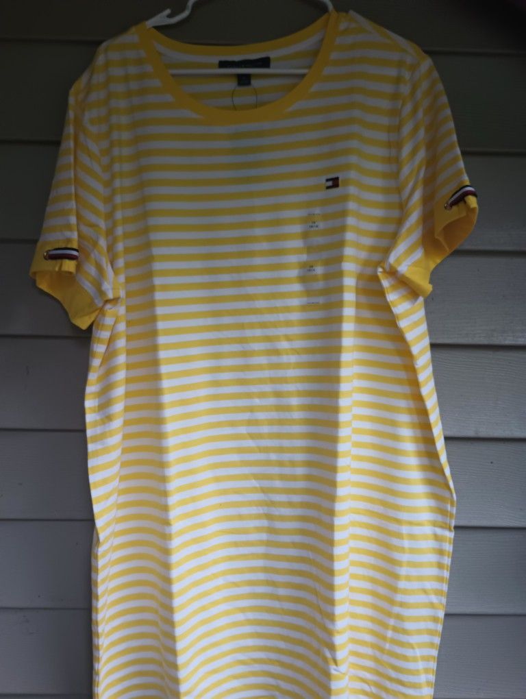 Ladies Tommy Hilfiger Dress, Yellow And White Plus Size 1&2