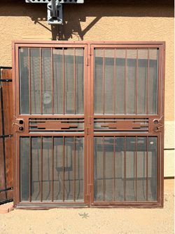 Front Security Double Door Metal Screen Set with Frame (75.25” x 82.75”)