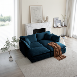 Fremont 77" 4-Piece Modular Chenille Upholstered Sectional Sofa with Ottomans