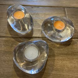 Glass Candle Holder Set Of 3 - (Tealight) Orrefors
