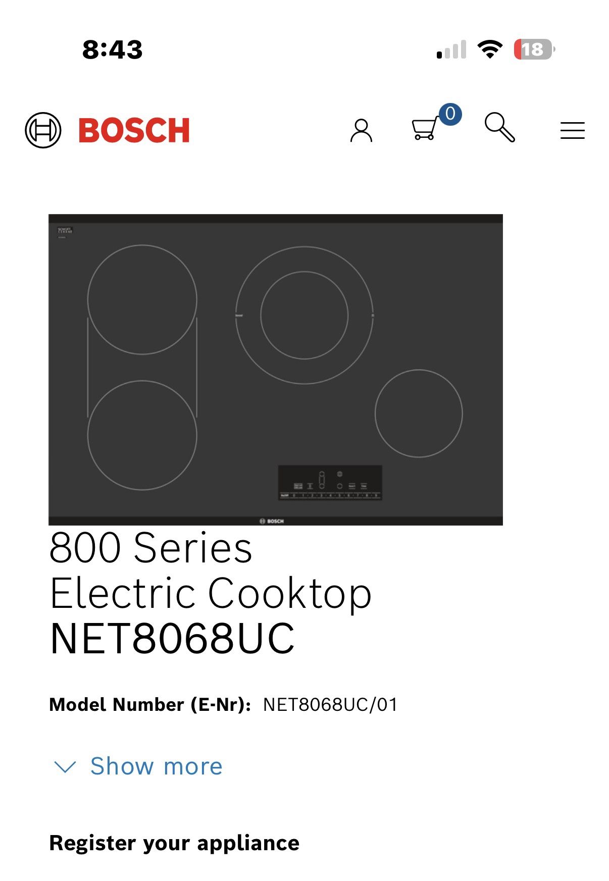 Bosch 30” Cooktop 800 Series