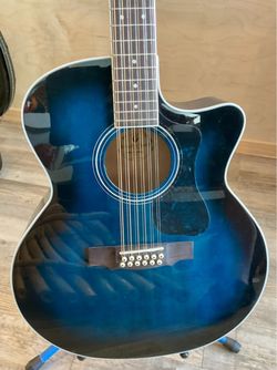 Guild F2512CE Deluxe 12-String Acoustic/Electric Guitar - Blue Burst - w/ Hardshell Case