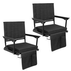 2Pcs Bleachers Stadium Seats 6 Reclining Positions&Arm Support Portable Chairs