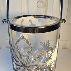Christmas Glass Candle Holder With Handle 