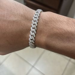 Diamond Test Approved! Silver Moissanite 8MM Cuban Bracelet 
