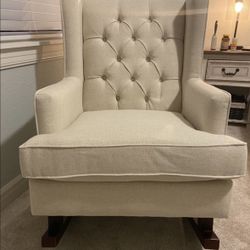 Best Choice Products Rocking Accent Chair, Tufted Upholstered Luxury Velvet Wingback for Nursery, Living Room, Bedroom w/Wood Frame - Cream