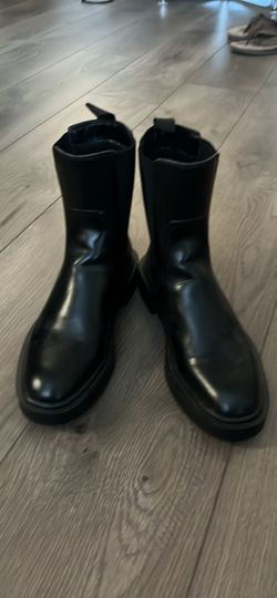 Zara Black Leather Ankle Boots size 7