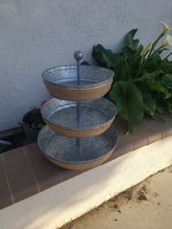 Galvanized Three-Tiered Metal Tray