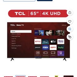 TCL 65” Smart Tv With Roku Tv