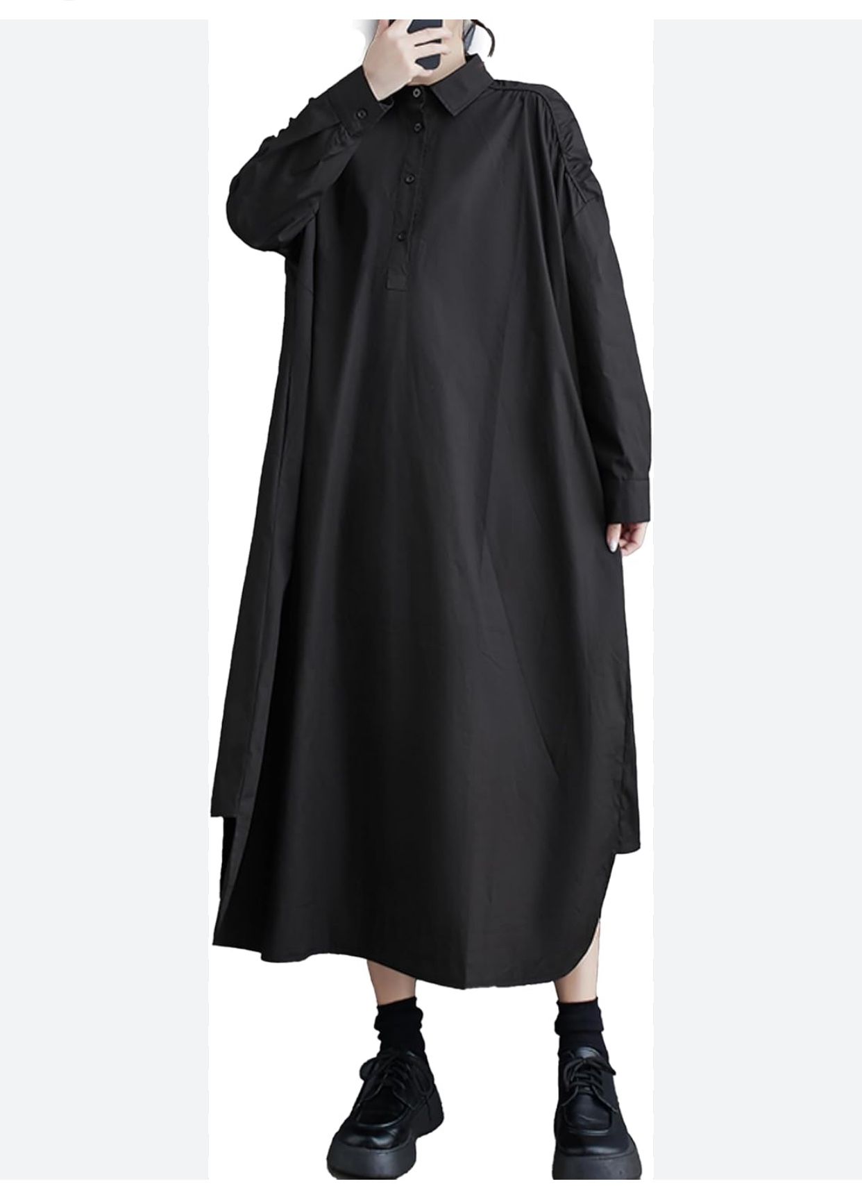 Newman Pakistani Indian  Cotton Oversized Shirt 1pc Black Kurta Sz XL