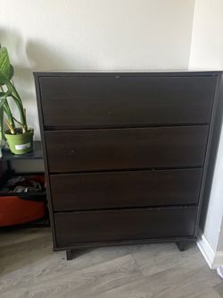 Dark Brown 4-Drawer Tall Dresser
