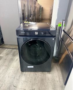 🔥 Samsung - BESPOKE 5.3 Cu. Ft. High-Efficiency Stackable Smart Front Load Washer with Steam and AI OptiWash - Brushed Navy🔥