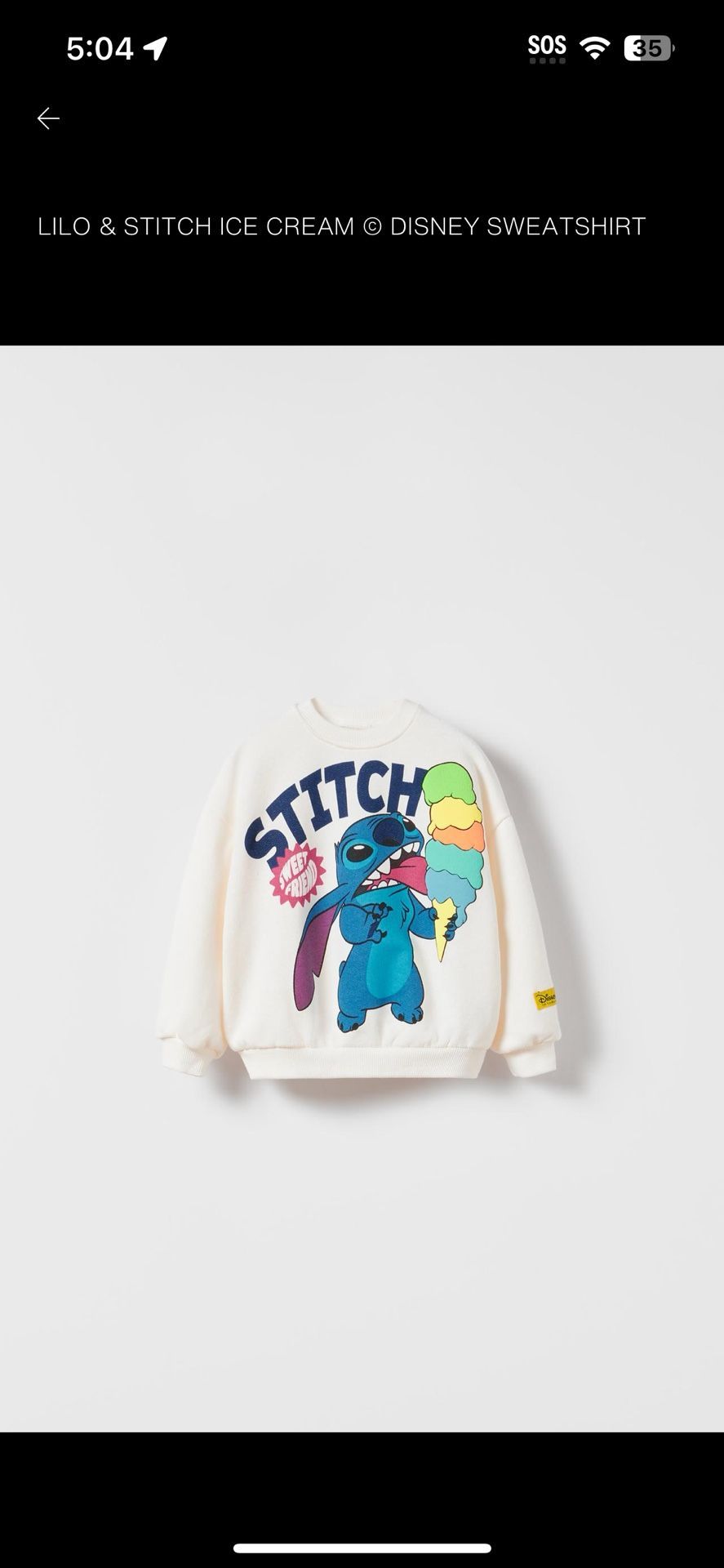 ZARA KIDS DISNEY SWEATSHIRT