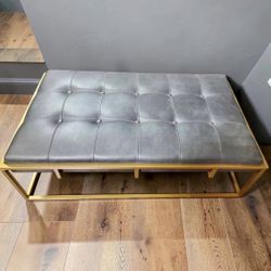 New Gray and Gold Tufted Modern Coffee Table 