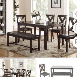 Dining Table Set With Chairs And Bench 