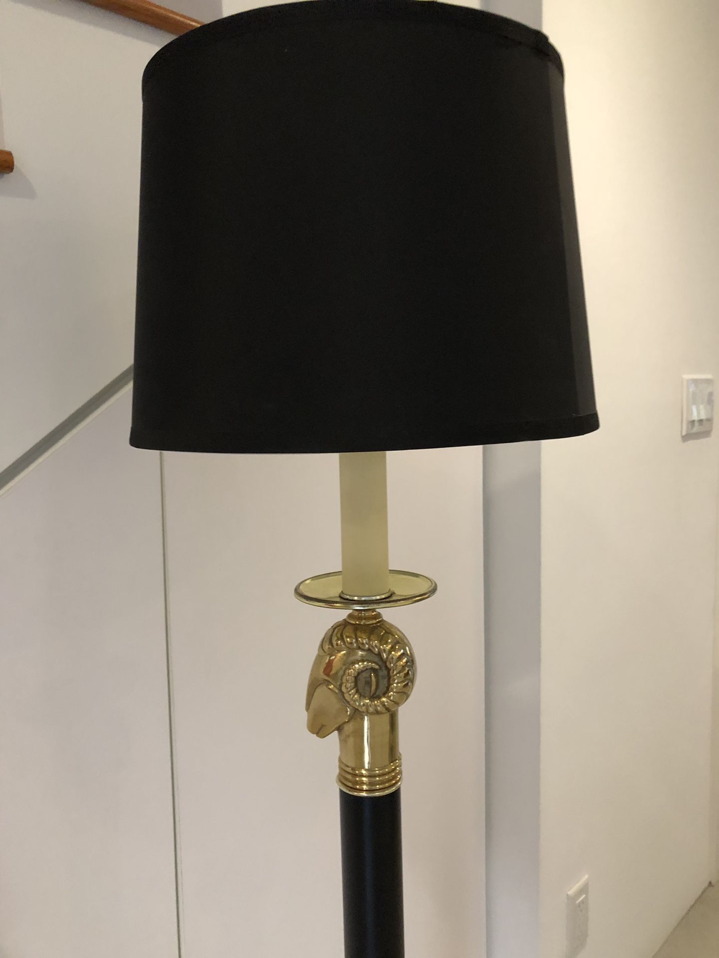 Mid century Brass Ram Head & Black Floor Lamp