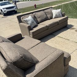 Beautiful Dark Gray Couch & Love Seat (Free Delivery)