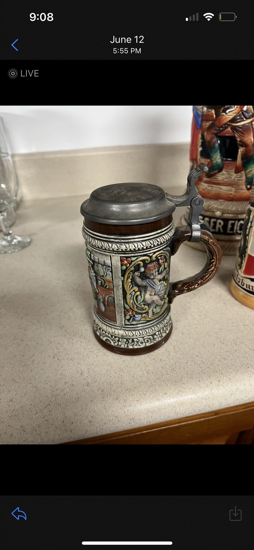 Vintage Belgium Beer Stein