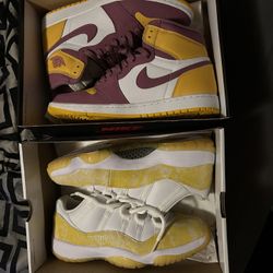 Snakeskin Low 11s Size 12 Women’s (10.5 Men) And Brotherhood 1s Size 10.5 