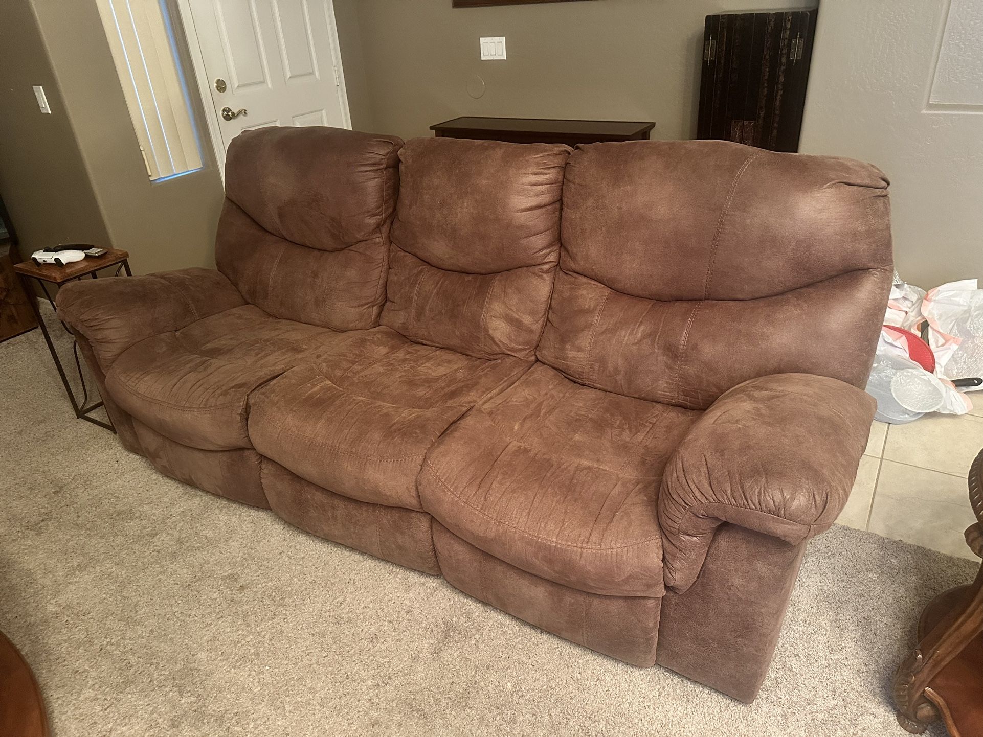 Brown Microfiber Reclining Couch