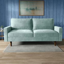 70 In. Velvet Aqua Turquoise Couch