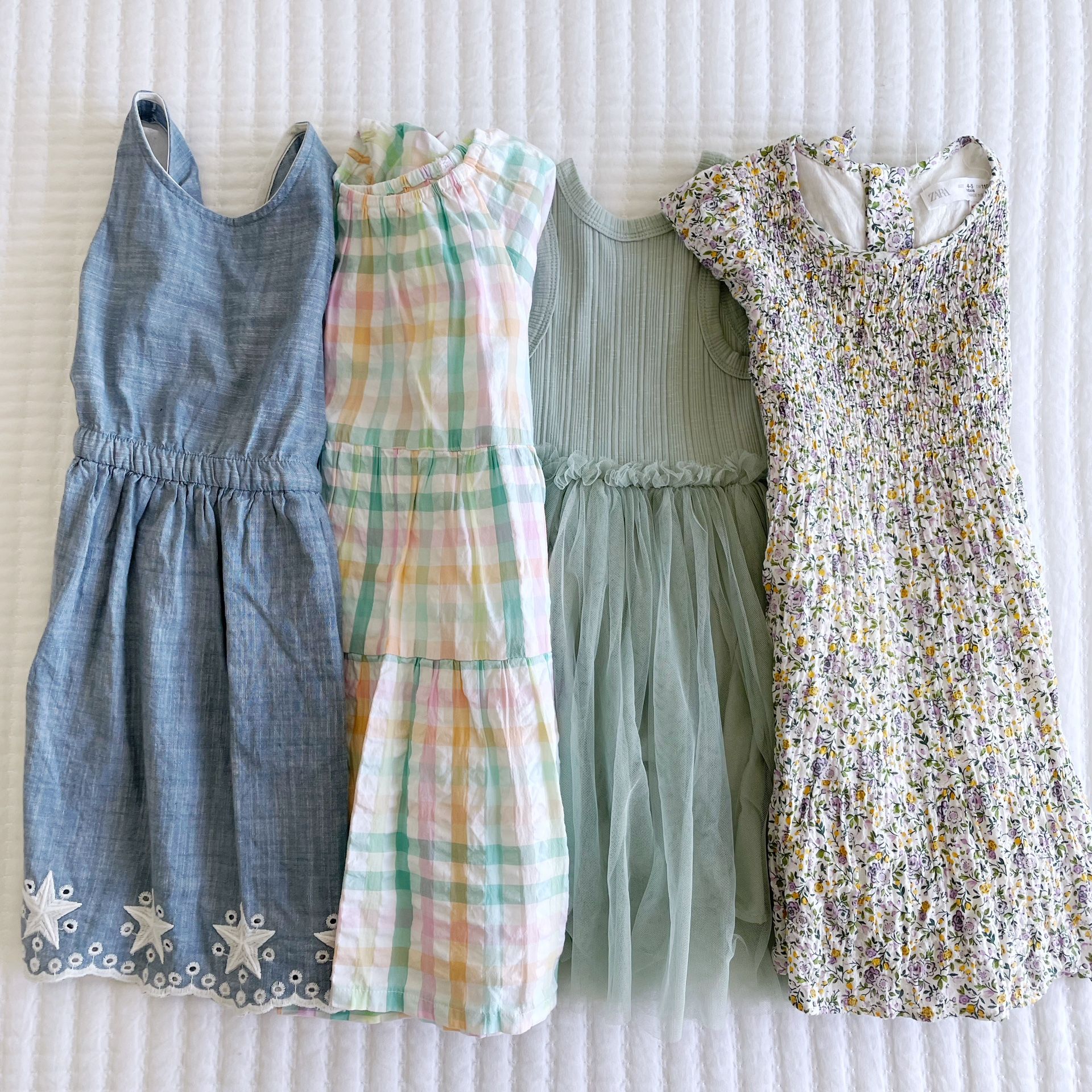 CAT AND JACK Embroidered Chambray COTTON ON KIDS Tulle ZARA Toddler Summer Dress Bundle sz 4