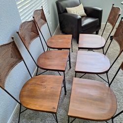  Chairs Wood & Metal Set Of 6