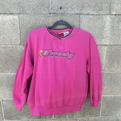 Vintage Tweety Bird Sweater, Pink Crewneck, Looney Tunes Embroidered